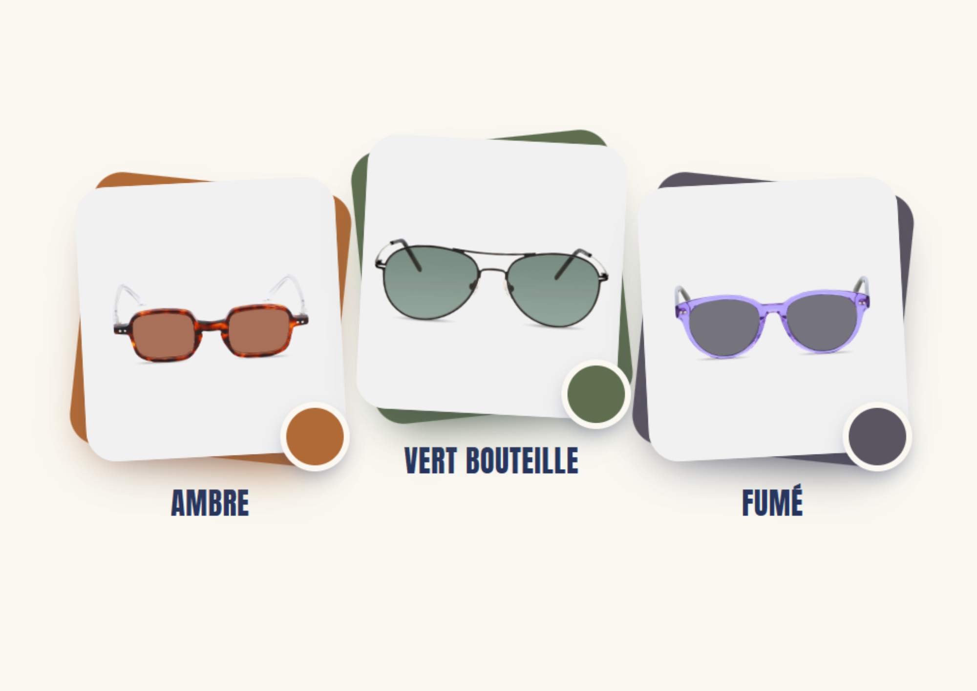 Teintes de verres Droit de Regard : ambre, vert bouteille, fumé