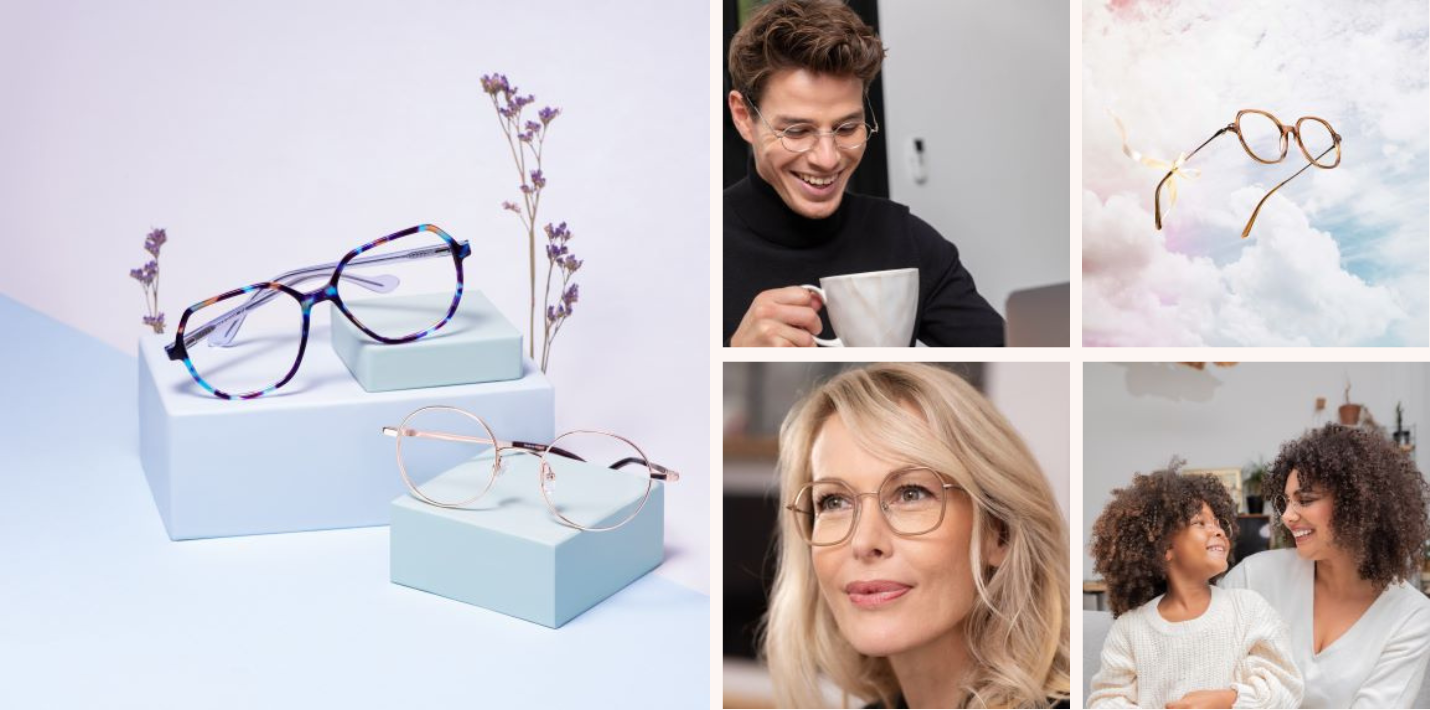 Lunettes de vue hommes et lunettes de vue femme en titane bleue doree argentee